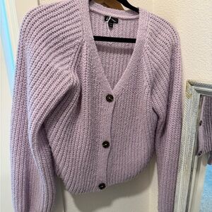 Cozy Lavender Button-Up Sweater